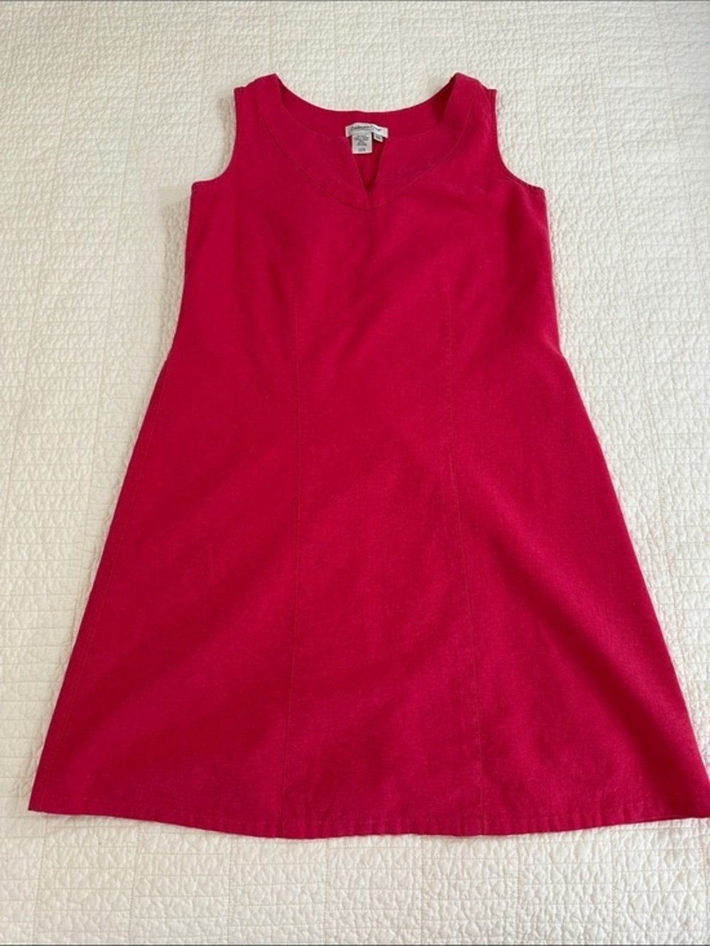 Coldwater Creek PS Pink Linen Blend Sleeveless Fuchsia A-Line Dress